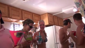 Nude bisexual in bikini sunbathing flashing on the lake HD