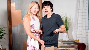 Big ass small tits stepmom Adira Allure handjob on sofa