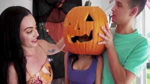 Tia Cyrus in lingerie rough pussy fuck on Halloween