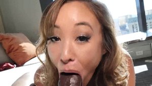 Fat asian amateur sucks dick and fucks