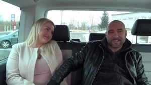 Passionate bitch sexy dancing in a car